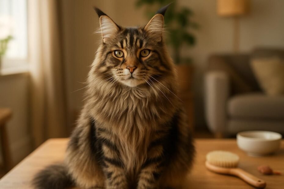 Découvrez tout sur le Maine Coon : son caractère unique, son prix moyen et les conseils d'entretien pour bien prendre soin de ce chat majestueux.