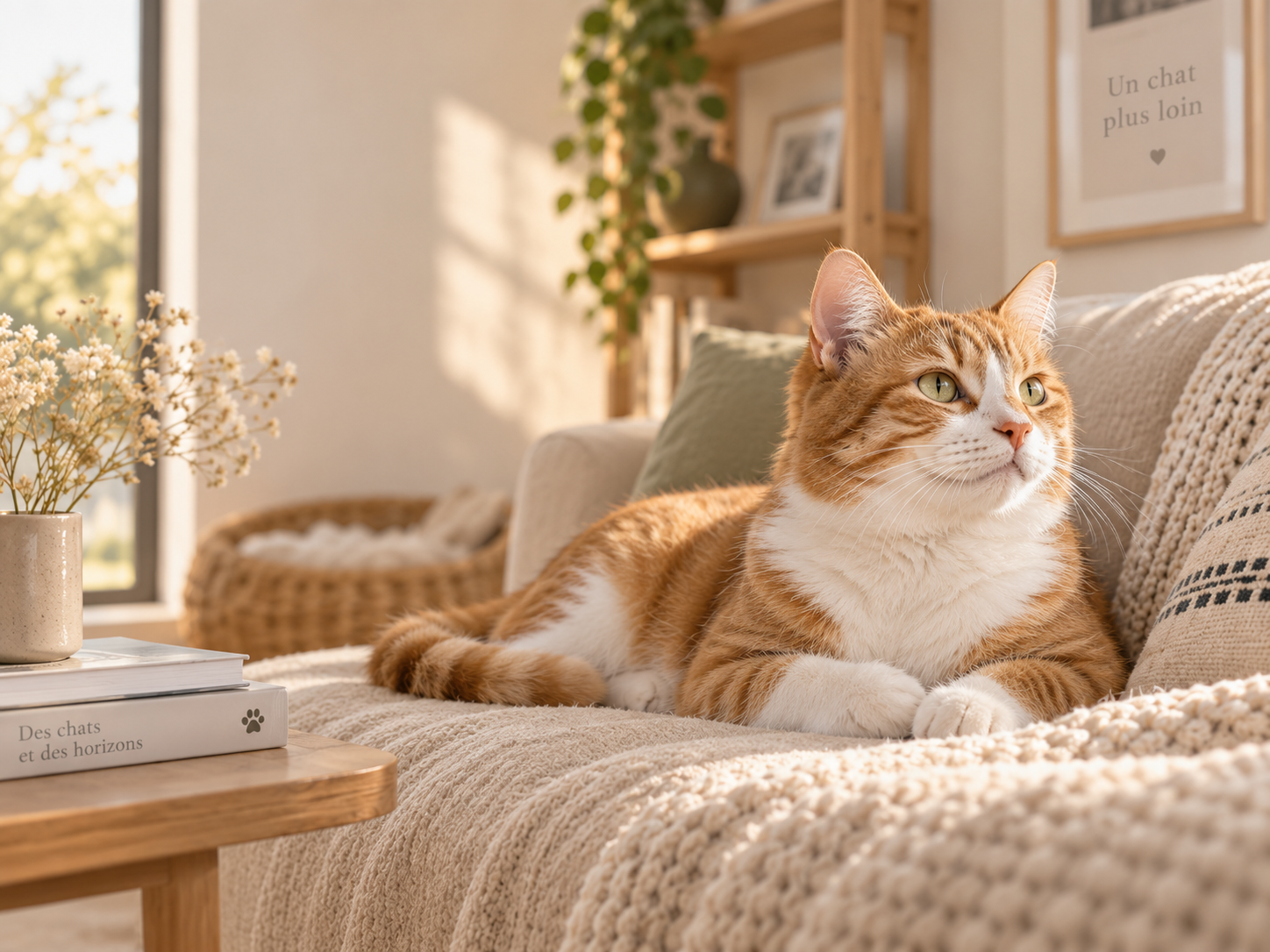 Chat tranquillement installé à la maison