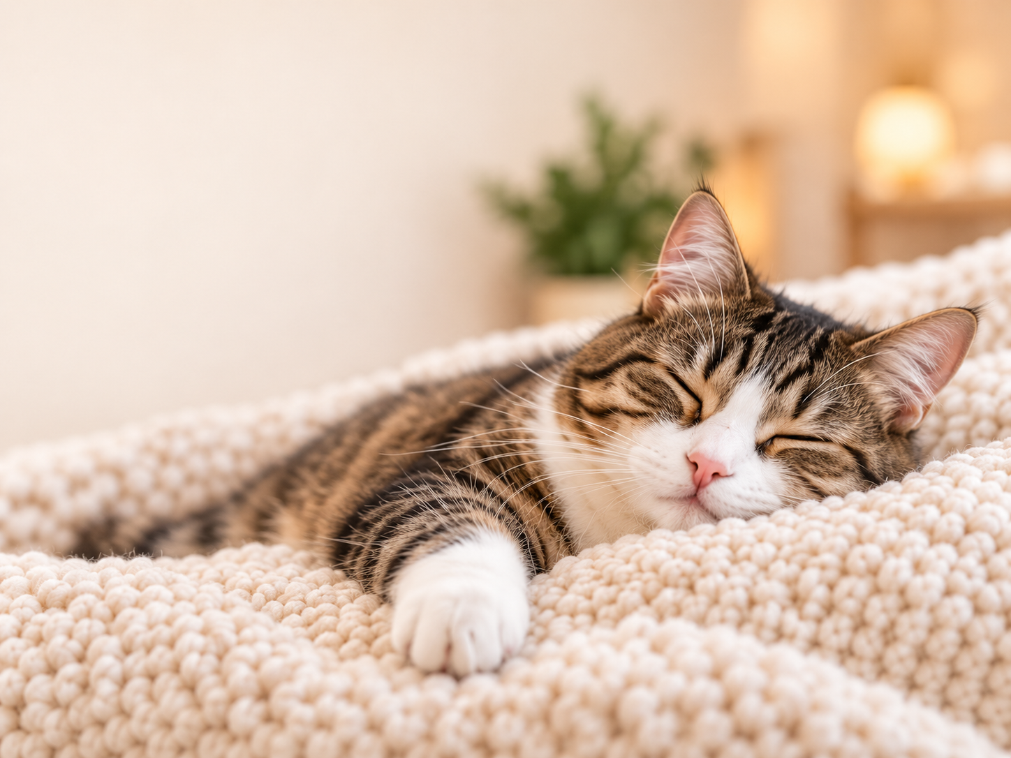 Chat détendu dans un intérieur chaleureux