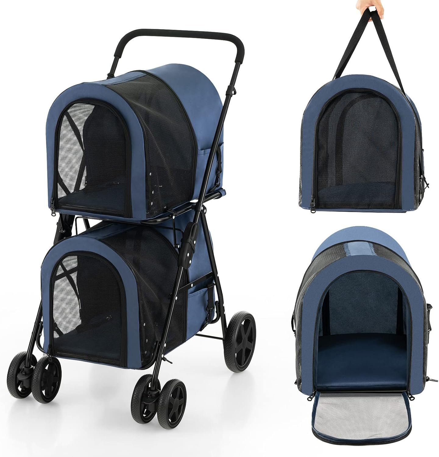 Poussette double pour chats COSTWAY